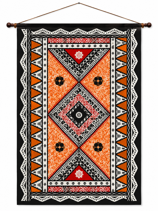Authentic Fijian Masi Tapa Cloth – 7ft x 5ft | Made in Vatulele Island