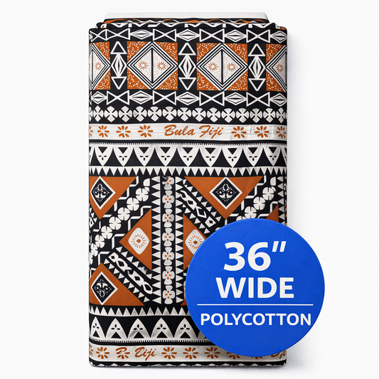 Bula Fiji Tapa Print – 36” Wide Polycotton, 10 metres