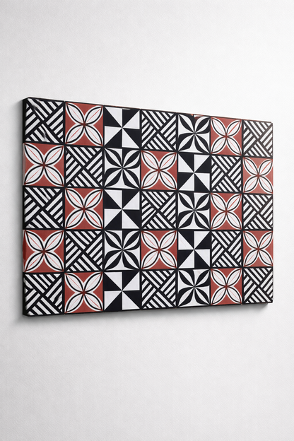 Moana Geometric Fabric – Black, White & Brown