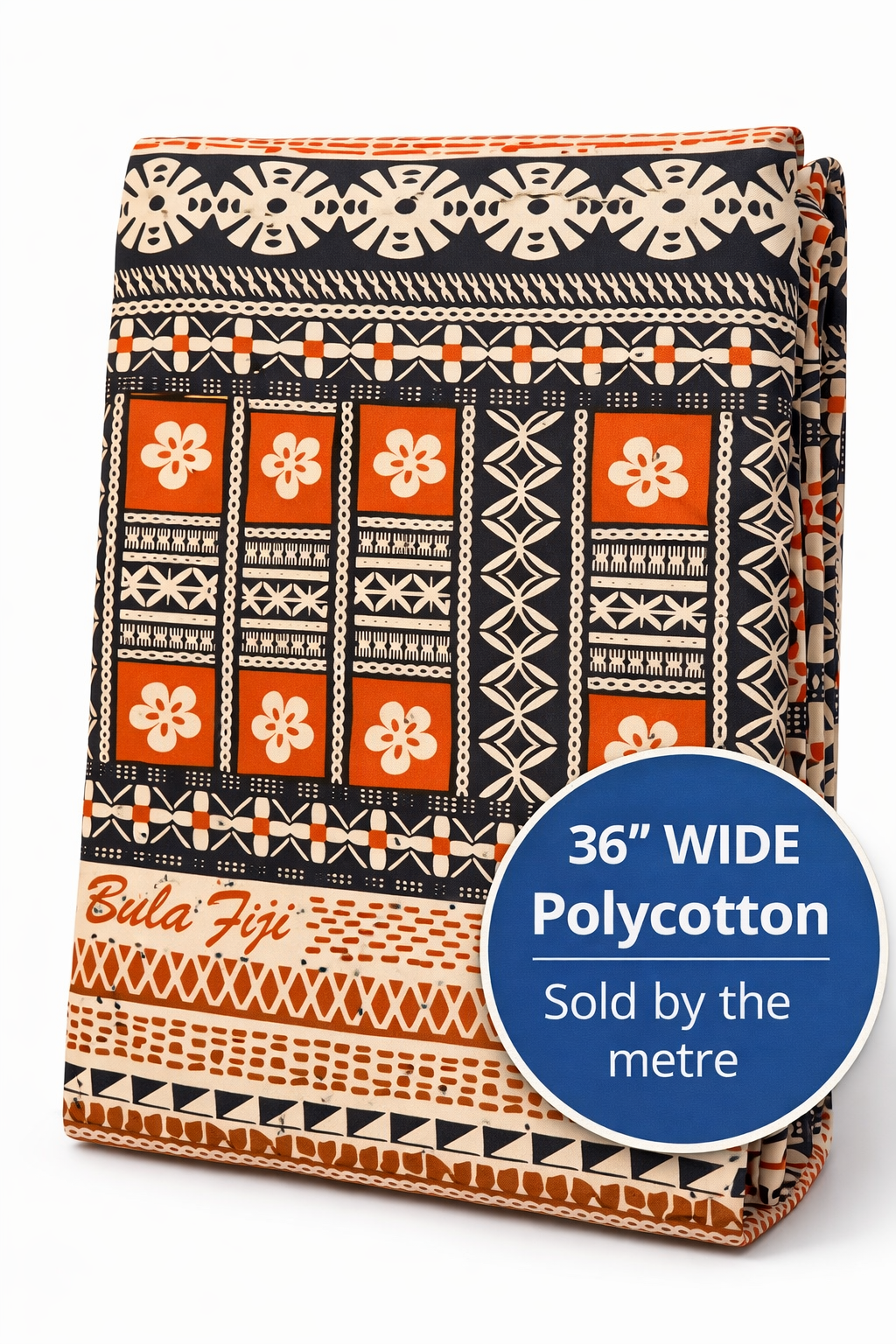 Bula Fiji Polycotton Masi Print Fabric – 36” Wide | Sold by the Metre