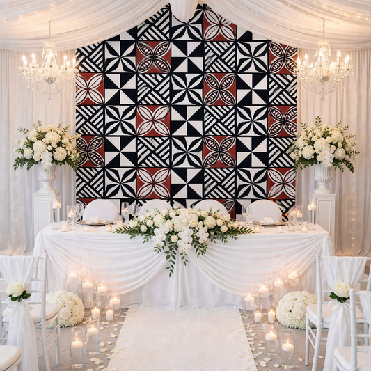 Moana Geometric Fabric – Black, White & Brown