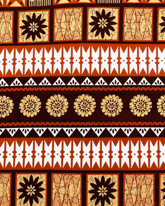 Pacific Heritage Brown Masi Print – 36” Polycotton