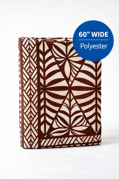 Brown & White Polynesian Backdrop Fabric – 60” Wide Polyester