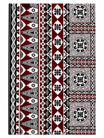Viti Rouge – Red, Black & White Masi Print Polycotton Fabric | 36 Inches Wide × 10 Yards