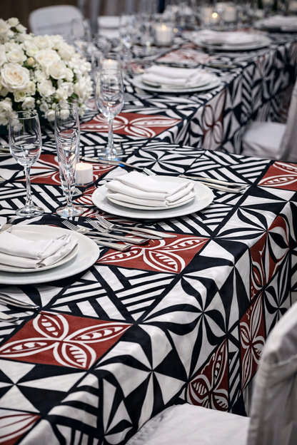 Moana Geometric Fabric – Black, White & Brown