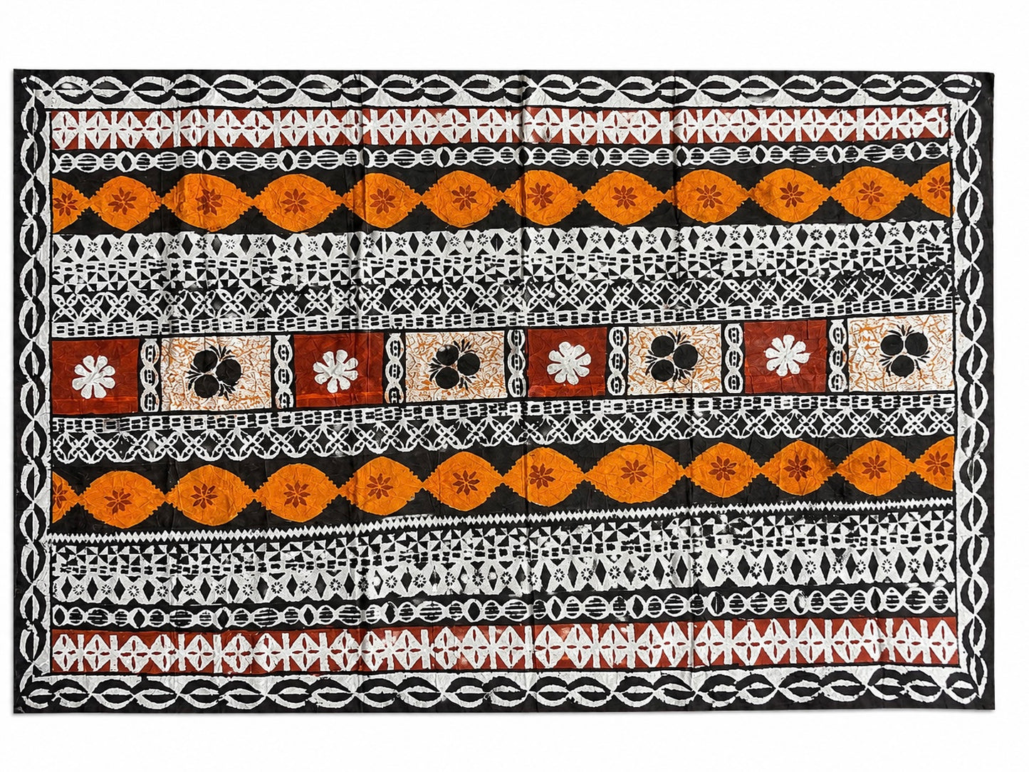 Handmade Fijian Masi Tapa Cloth – 70” x 50” | Traditional Vatulele Island Piece