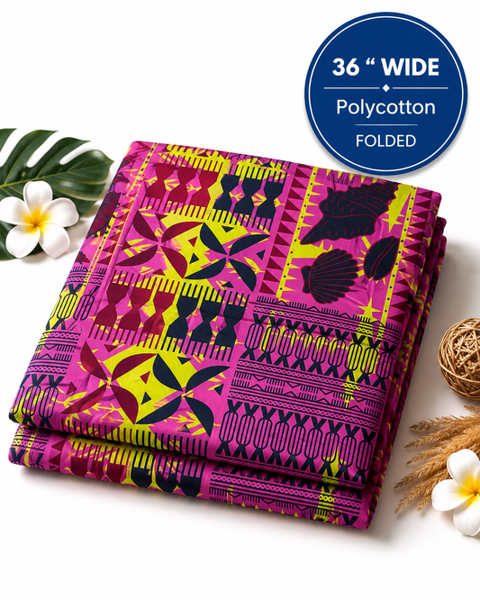 Pacific Island Shell Motif Poly cotton Fabric –10 Metres, 36 Inches Wide