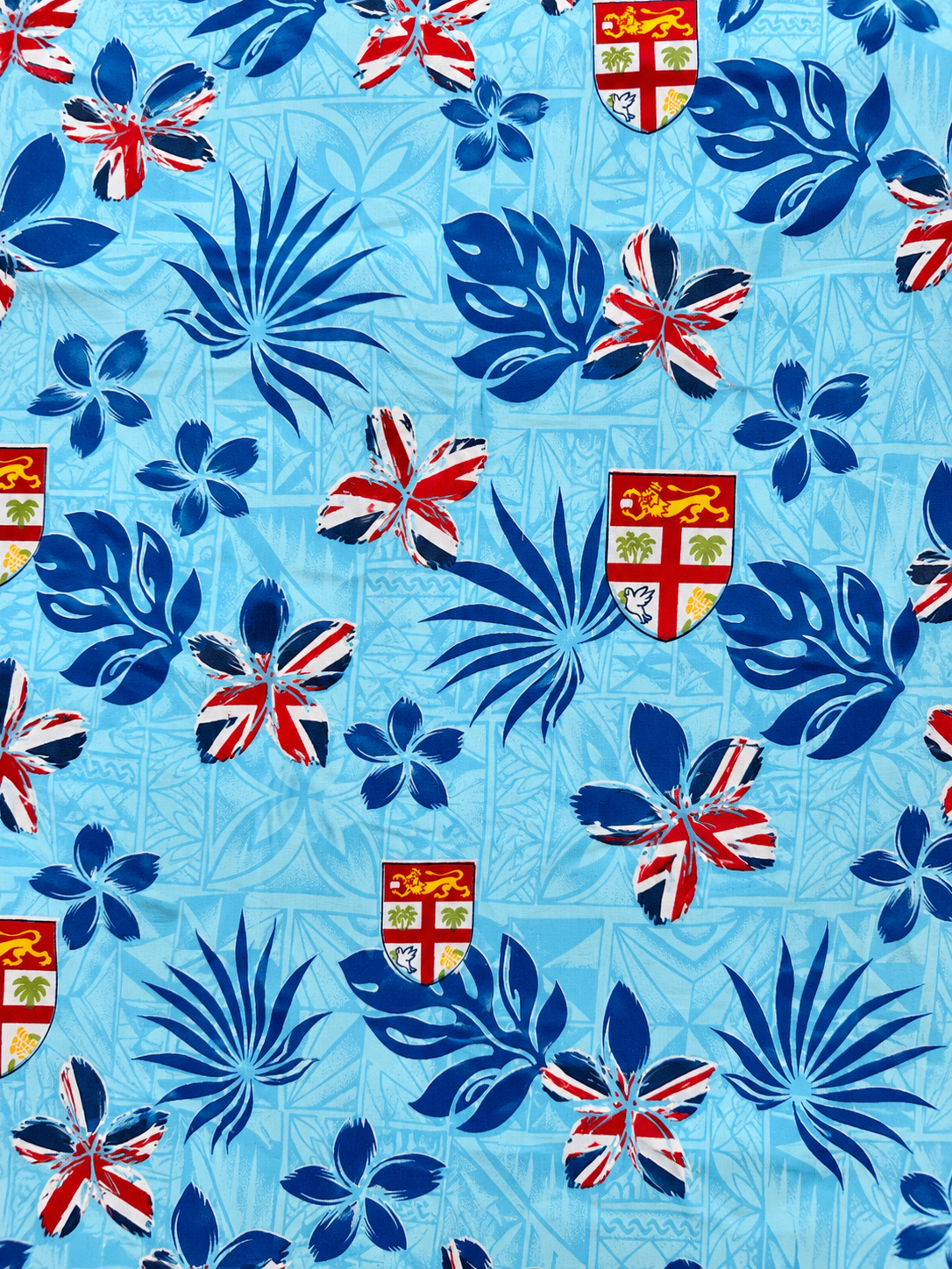 Fiji Flag Tropical Print– Sky Blue | 10 Yard Pack | 36 inches | Poly-cotton
