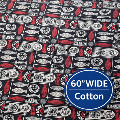 Pasifika Ocean Fish Print – 60” Wide Cotton Fabric | Sold by the metre