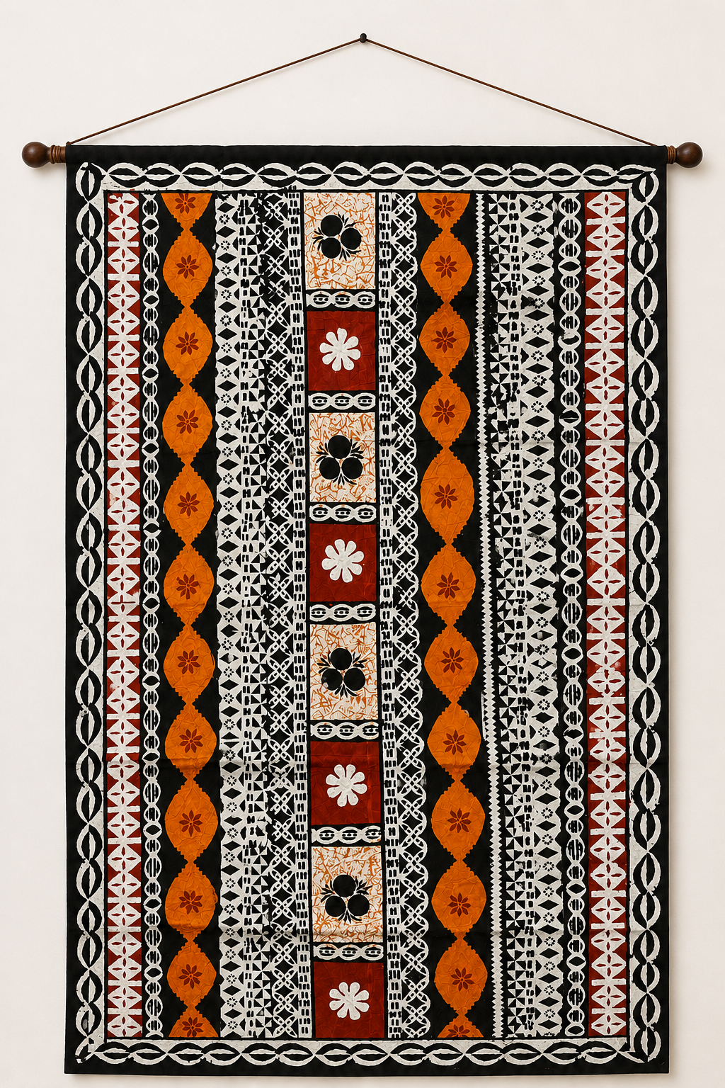 Handmade Fijian Masi Tapa Cloth – 70” x 50” | Traditional Vatulele Island Piece
