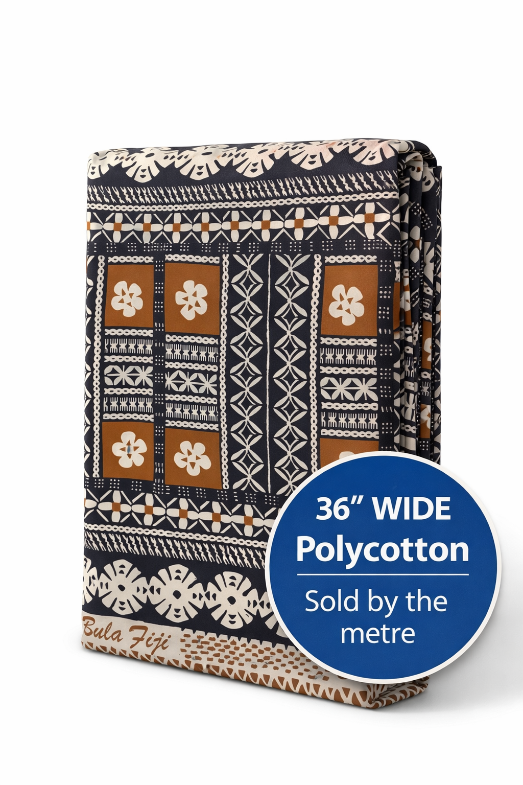 Bula Fiji Polycotton Masi Print Fabric – 36” Wide | Sold by the Metre