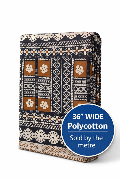 Bula Fiji Polycotton Masi Print Fabric – 36” Wide | Sold by the Metre
