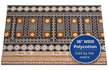 Bula Fiji Polycotton Masi Print Fabric – 36” Wide | Sold by the Metre