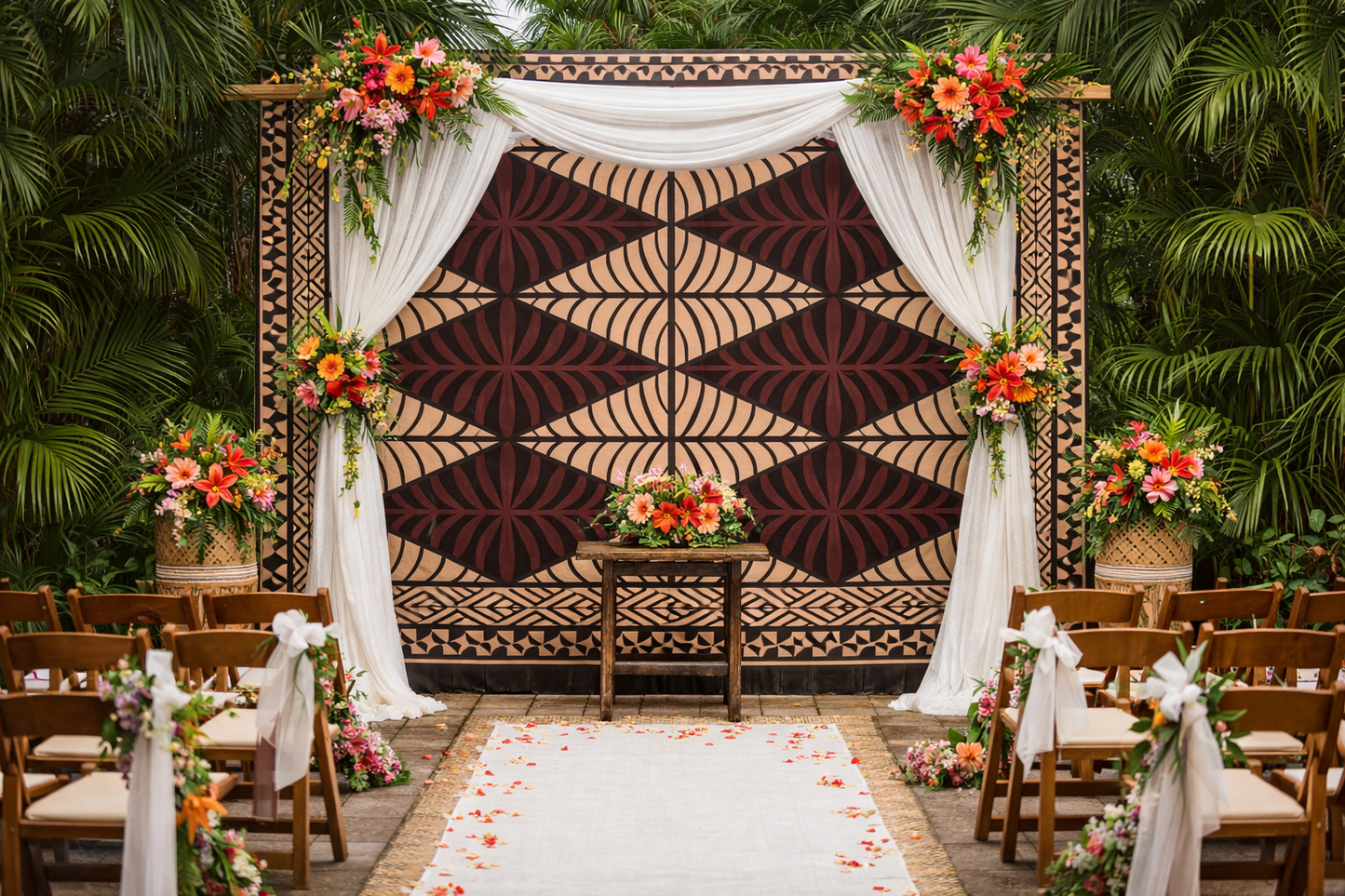 Brown Geometric Polynesian Print – 60” Wide Polyester