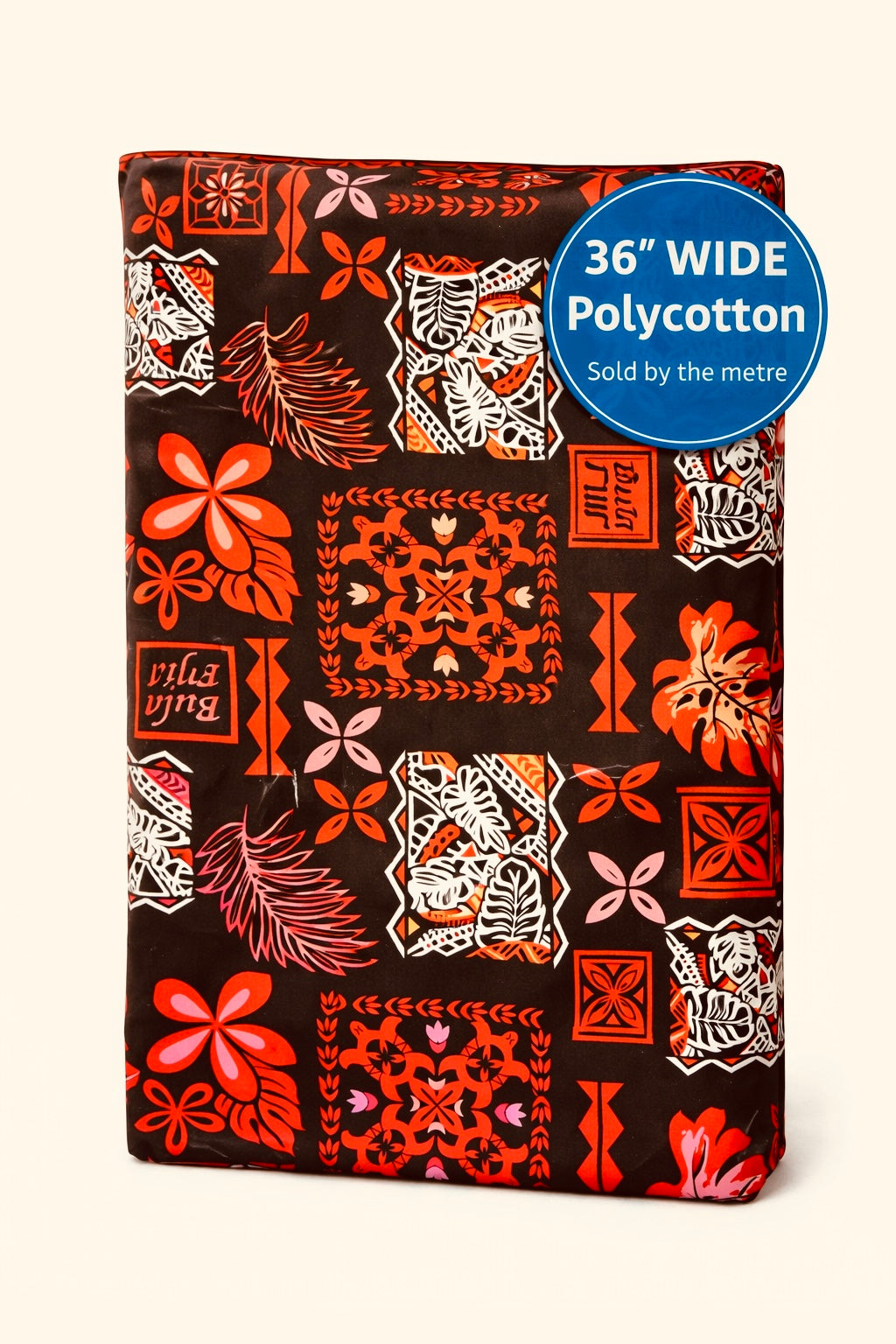 Bula Fiji Polynesian Print Fabric – 36” Wide Polycotton | Sold by the Metre