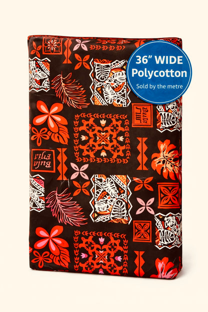 Bula Fiji Polynesian Print Fabric – 36” Wide Polycotton | Sold by the Metre
