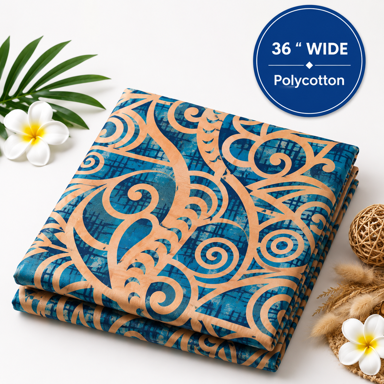 Pacific Tides Polynesian Inspired Fabric - 10 metres, 36 inch wide