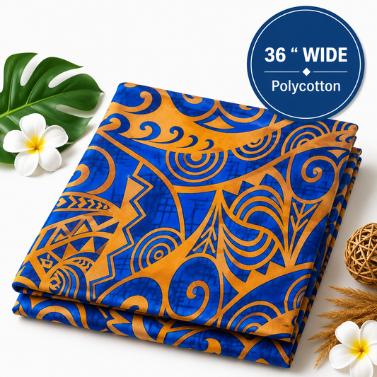 Pacific Tides Polynesian Inspired Fabric - 10 metres, 36 inch wide