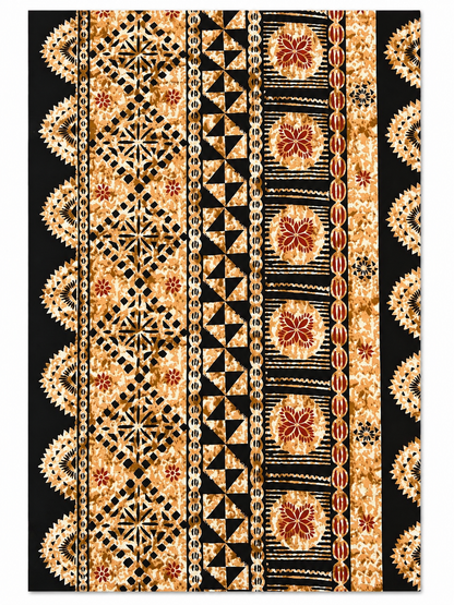 Fiji Masi Print - Black and Tan 36” Wide Polycotton Fabric | 10 yards