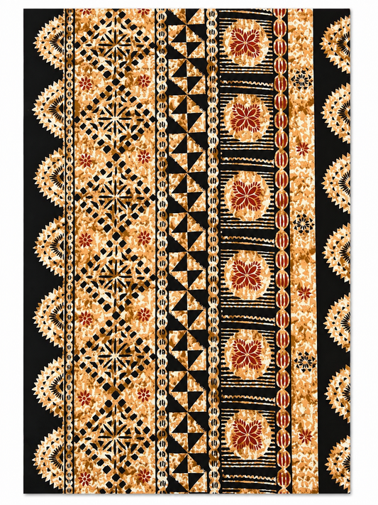 Fiji Masi Print - Black and Tan 36” Wide Polycotton Fabric | 10 yards
