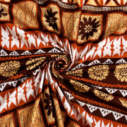 Pacific Heritage Brown Masi Print – 36” Polycotton