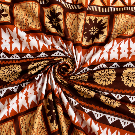 Pacific Heritage Brown Masi Print – 36” Polycotton