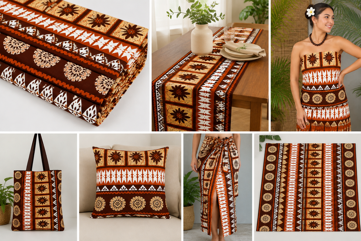 Pacific Heritage Brown Masi Print – 36” Polycotton