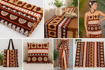 Pacific Heritage Brown Masi Print – 36” Polycotton