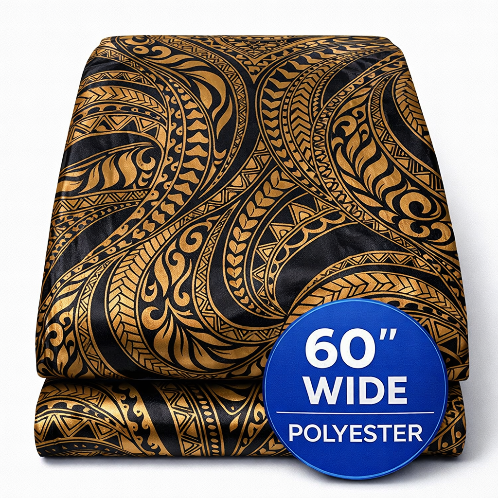 Pacific-Inspired Polyester Foil Fabric – 60 Inch Wide | Sold by the metre