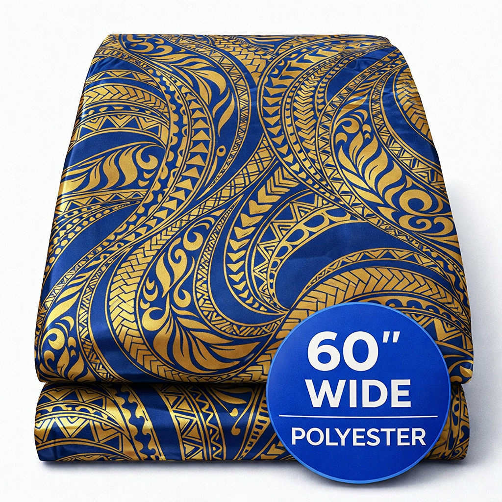 Pacific-Inspired Polyester Foil Fabric – 60 Inch Wide | Sold by the metre