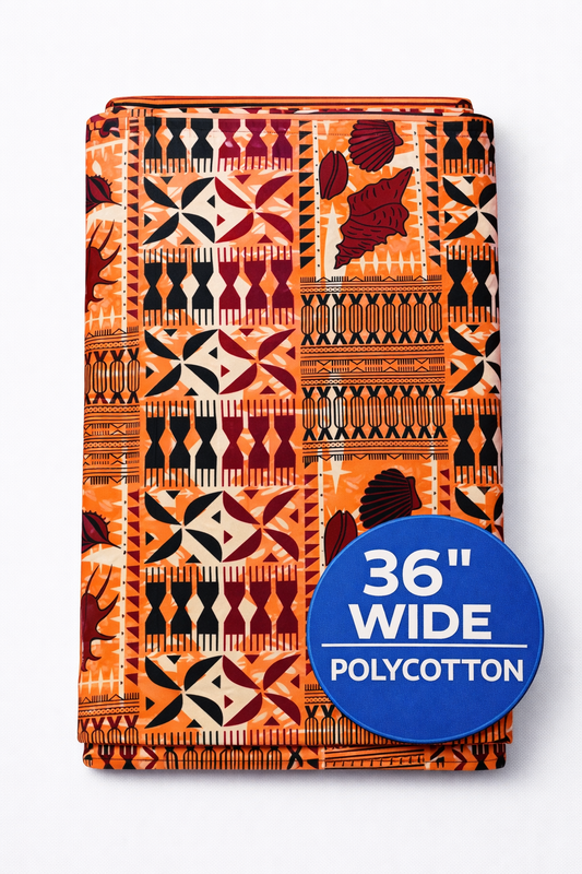 Pacific Island Shell Motif Poly cotton Fabric –10 Metres, 36 Inches Wide