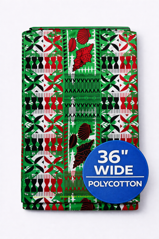 Pacific Island Shell Motif Poly cotton Fabric –10 Metres, 36 Inches Wide