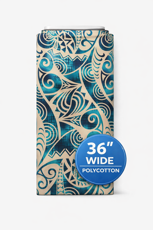 Pacific Tides Polynesian Inspired Fabric - 10 metres, 36 inch wide