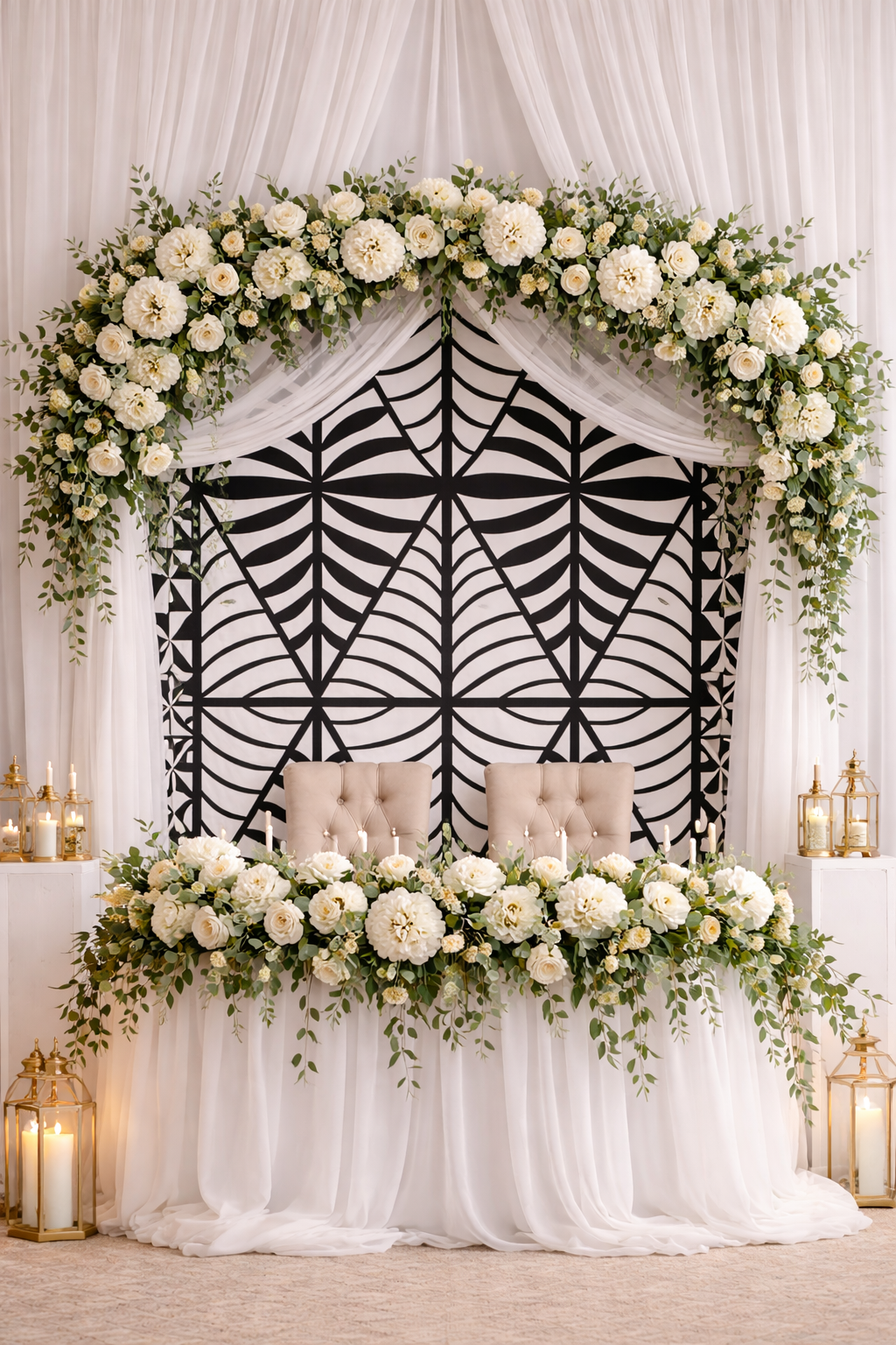 Black & White Island Statement Backdrop Fabric – Large Print, 60 inches
