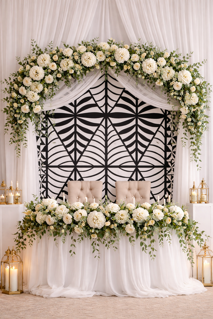 Black & White Island Statement Backdrop Fabric – Large Print, 60 inches