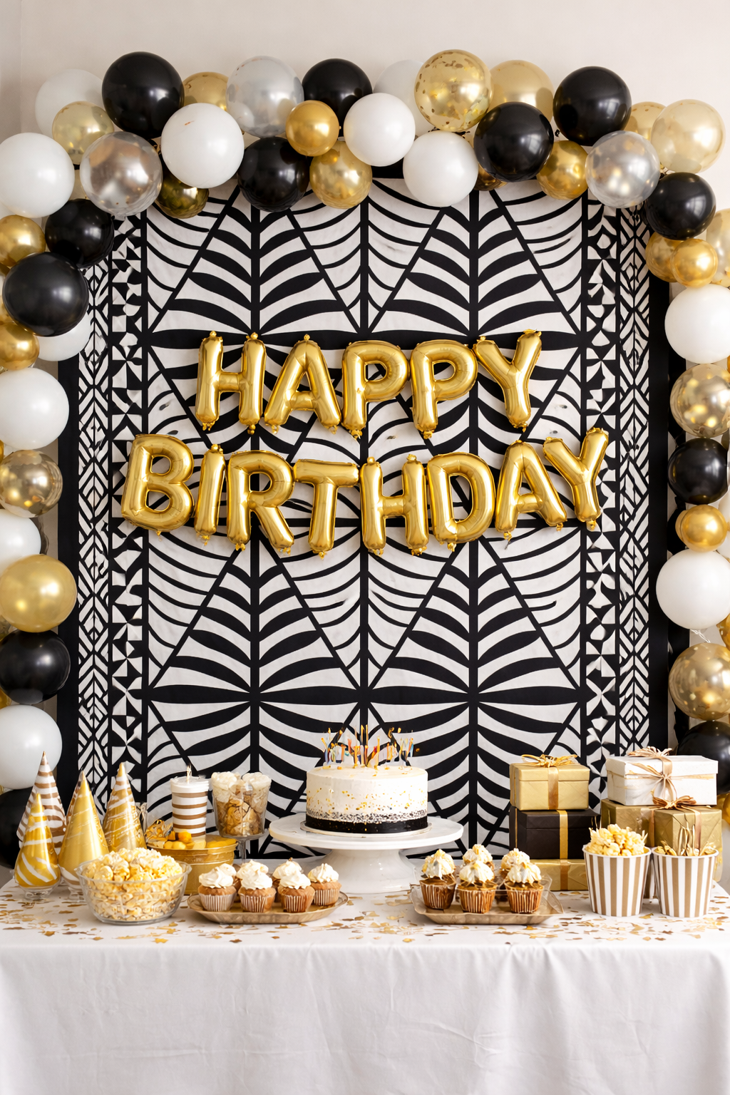 Black & White Island Statement Backdrop Fabric – Large Print, 60 inches