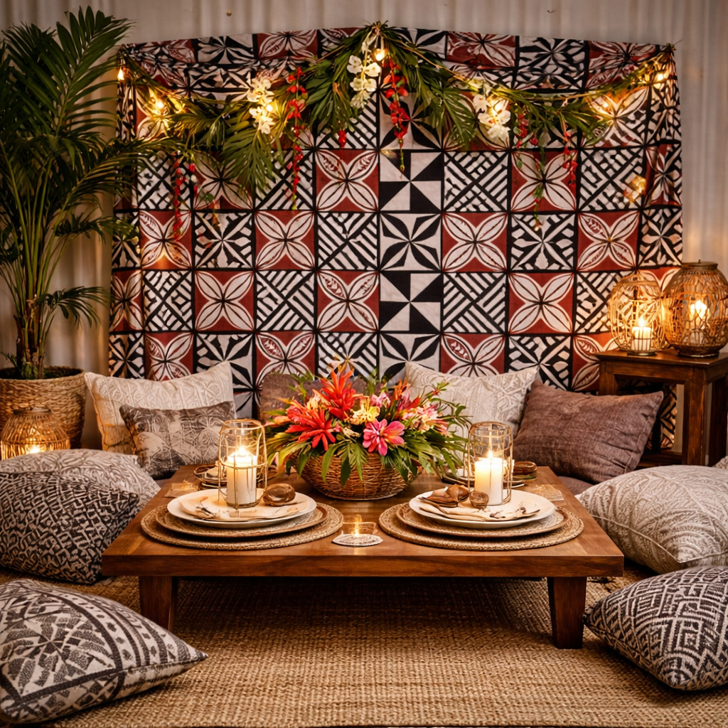 Moana Geometric Fabric – Black, White & Brown