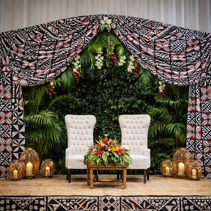 Moana Geometric Fabric – Black, White & Brown
