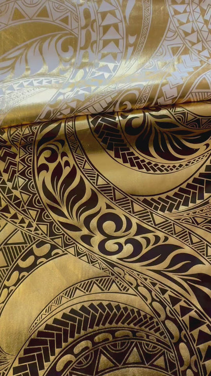 Pacific-Inspired Polyester Foil Fabric – 60 Inch Wide | Sold by the metre