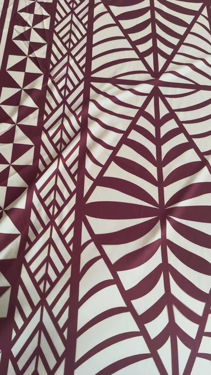 Brown & White Polynesian Backdrop Fabric – 60” Wide Polyester