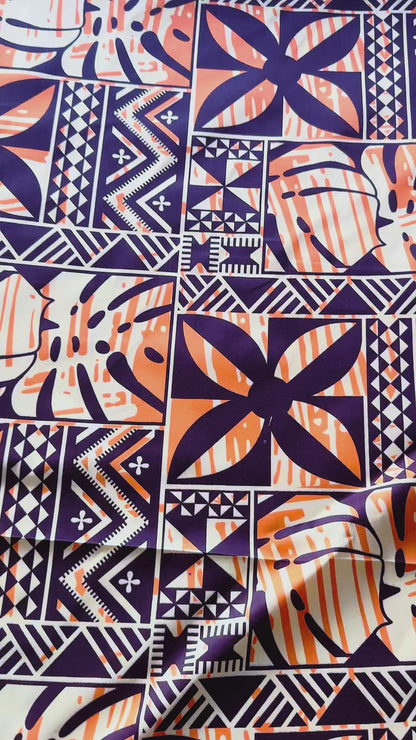 Polynesian Floral Panel Print Fabric – 36” Wide Polycotton (Sold by the Metre)
